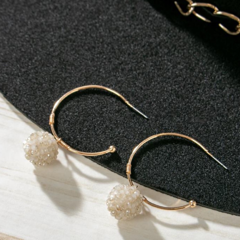 Champagne Crystal Fireball Hoop Earrings F05